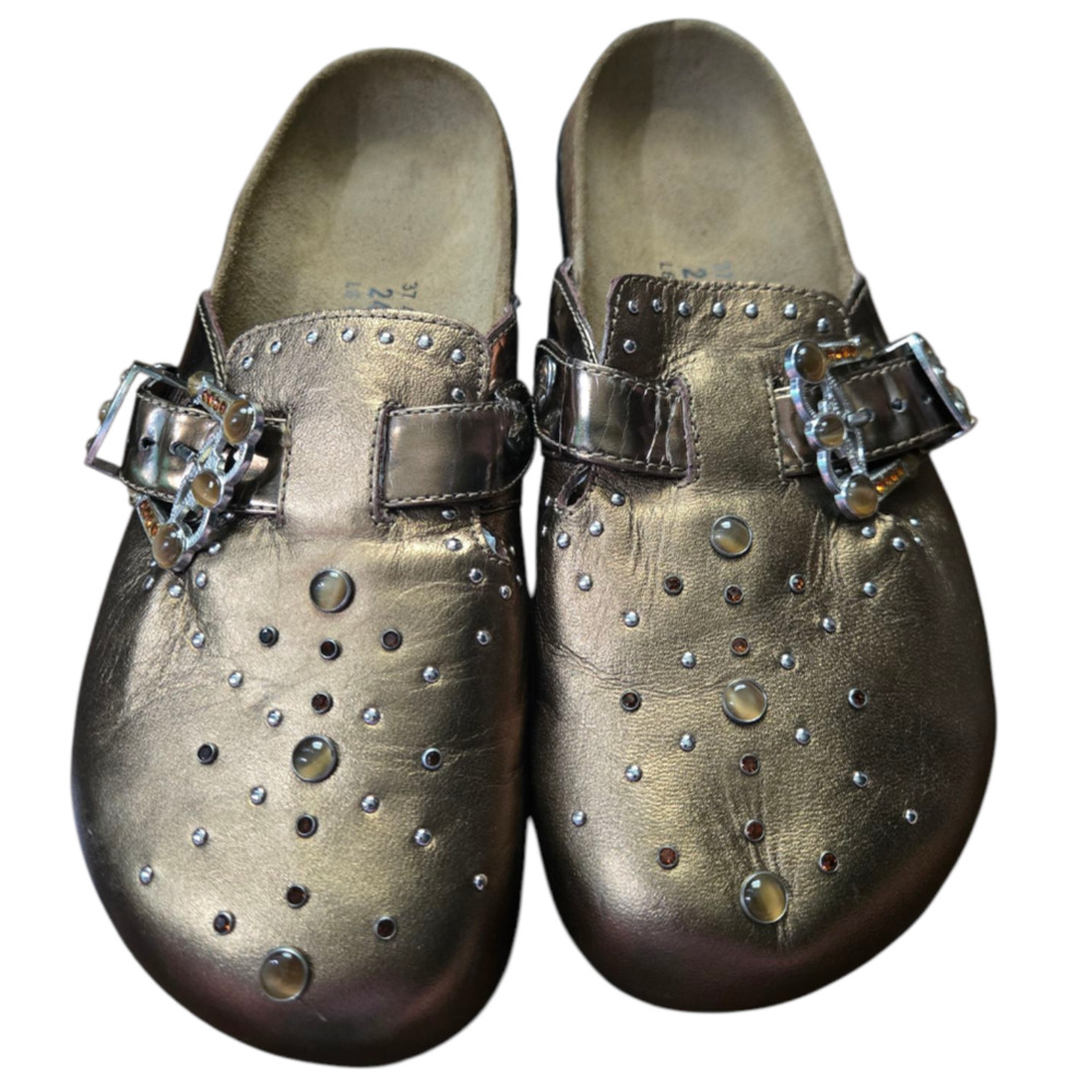 Birkenstock Betula Boston Bronze Buckle Mules Clogs Rhinestones Size 6 - Picture 2 of 9